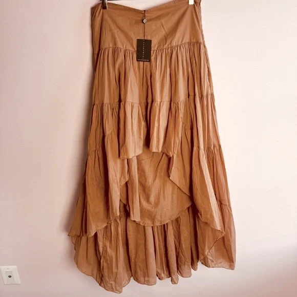 NEW Anthropologie size M / L Erika Pena Maxi Skirt Hi-Low Tiered - Picture 2 of 7